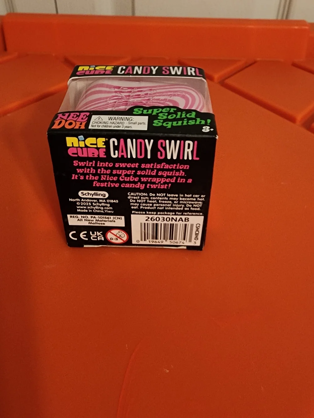 Nice Cube Candy Swirl Squishy Stress Toy - Pink & White